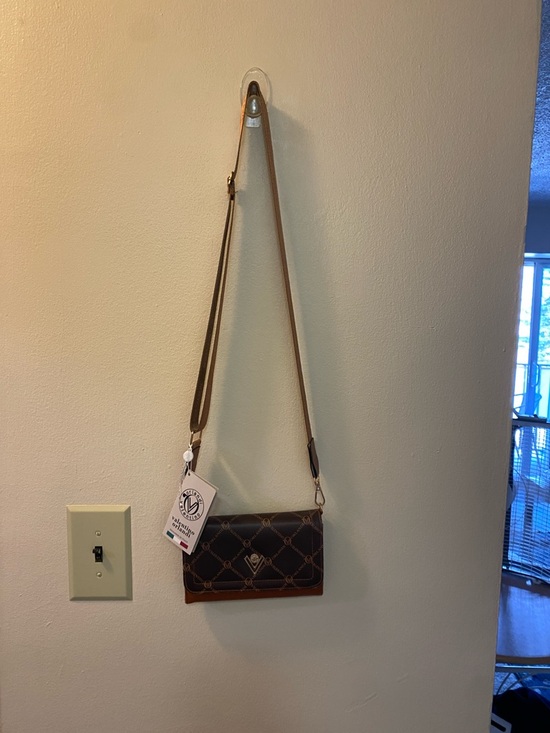 Valentino Orlandi Brown and Tan Monogram Crossbody Bag - Picture 3 of 7